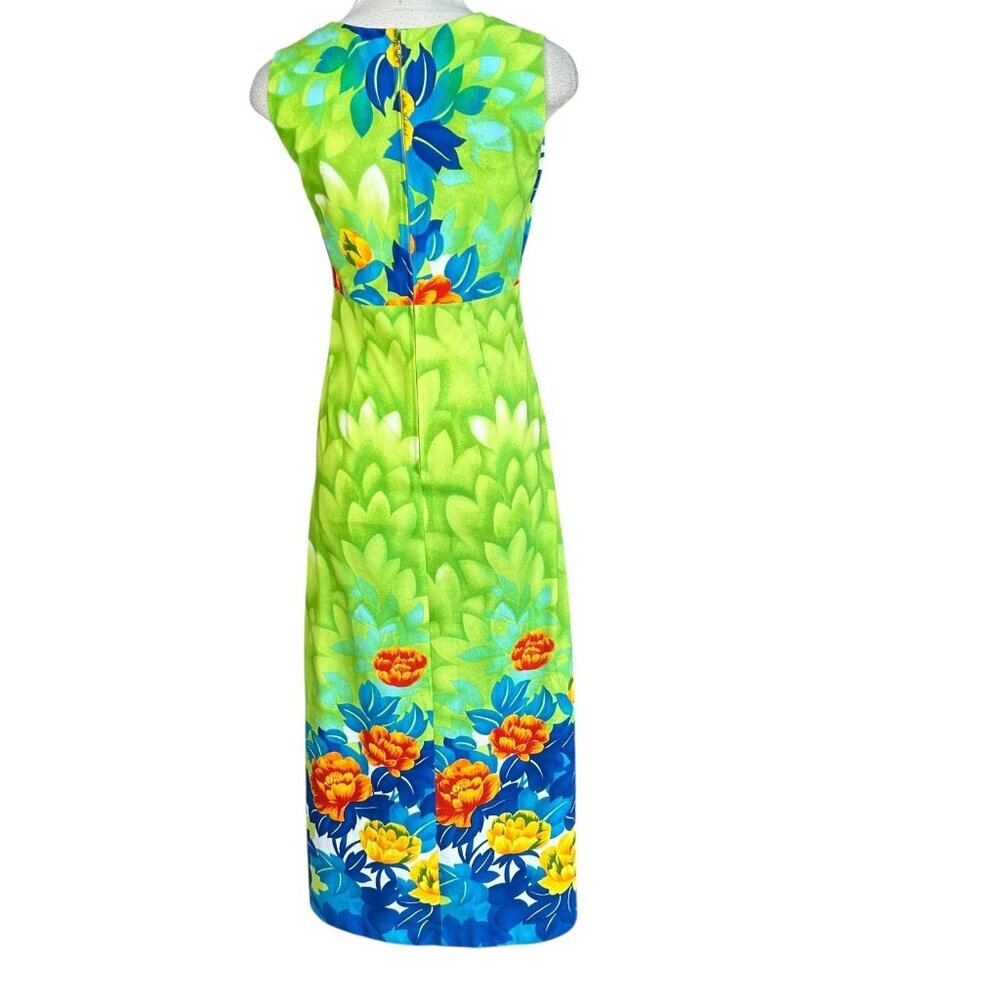Malihini Hawaiian Dress Vintage 70s Maxi Sleeveless Floral Size 14 - Picture 2 of 10